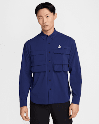 Nike ネイビー オープンカラーシャツ　Ｌサイズ オープンカラーシャツ メンズ（NIKE／ファッション）のおすすめ